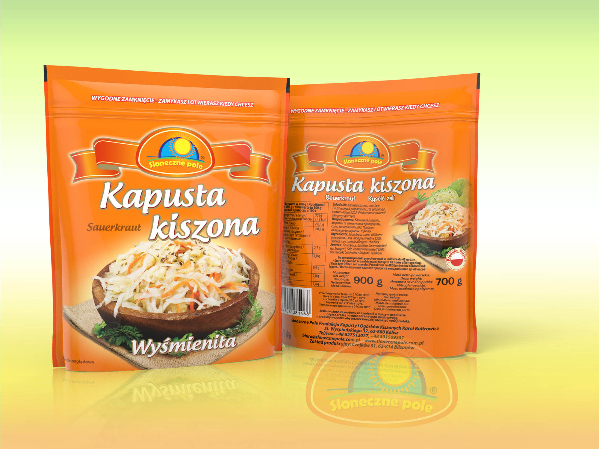 Kapusta Sloneczne Pole   800 gr x 12 st   ( Sauerkraut  )  Stehende Packung