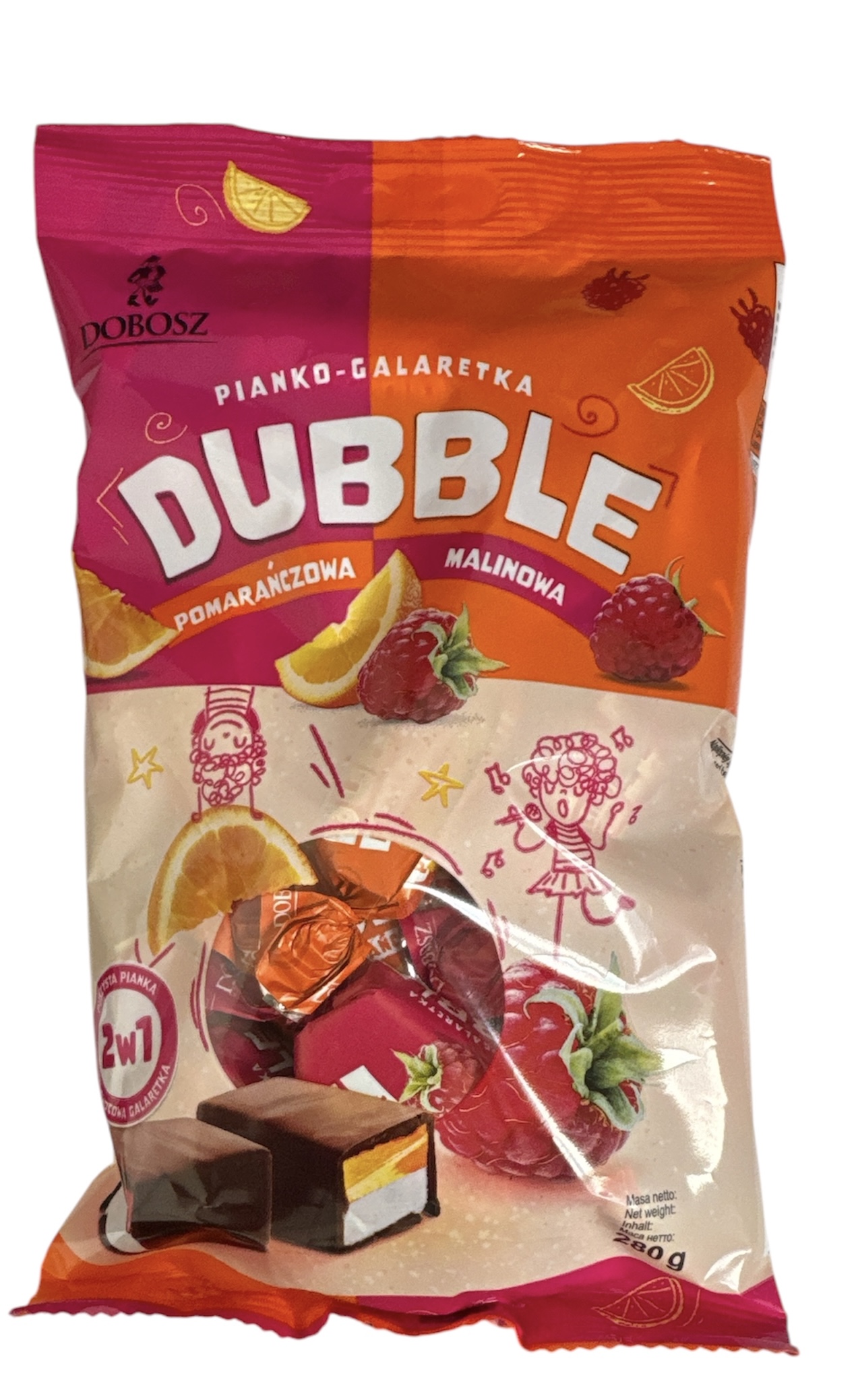 Dobosz Dubble Pomaranczowa Malinowa 280g x 16st (Orangenhimbeeren Bonbons) 09.2025 MHD!!!