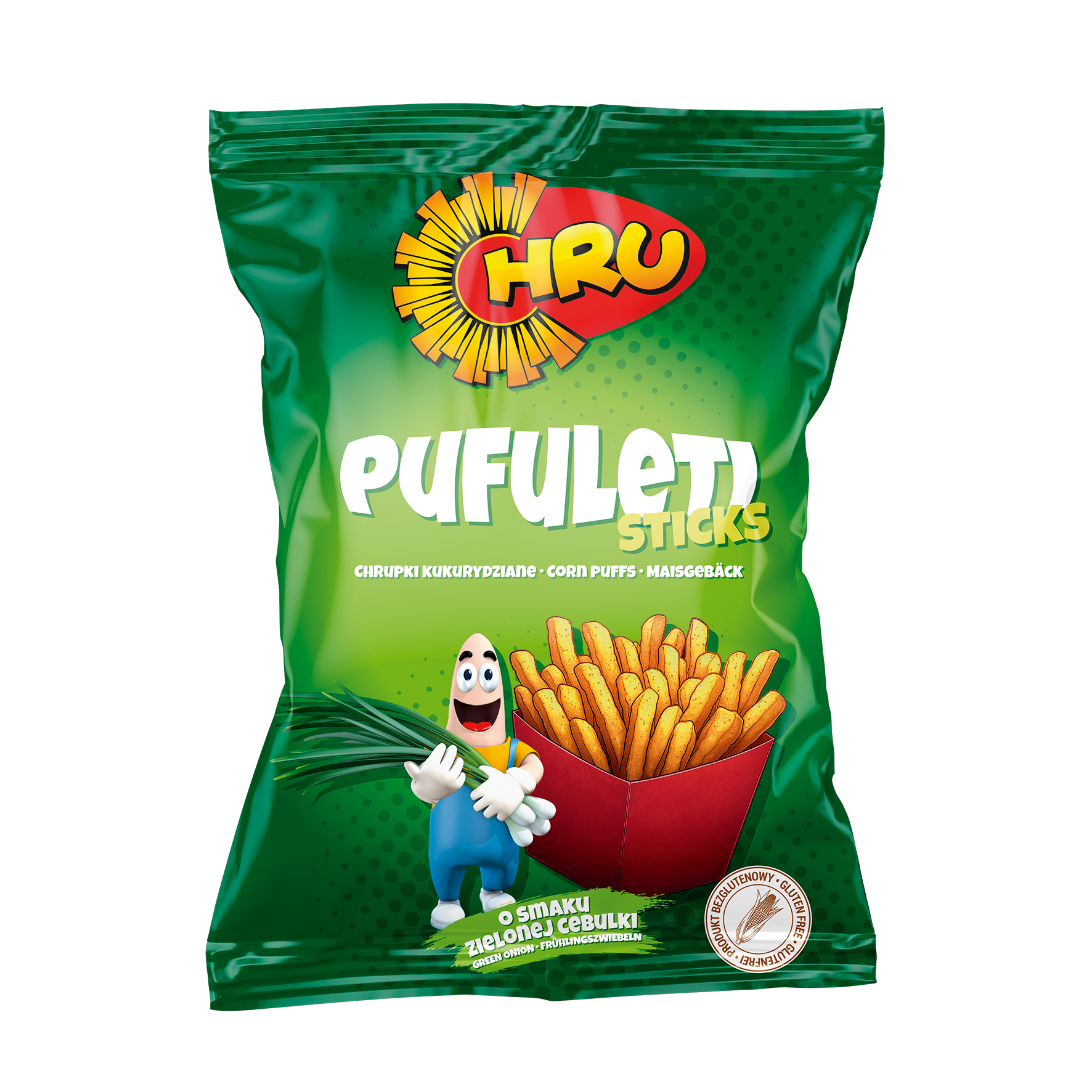 Chru Pufuleti Sticks mit Frühlingszwiebelgeschmack  65gr x 24st. (Maissticks)
