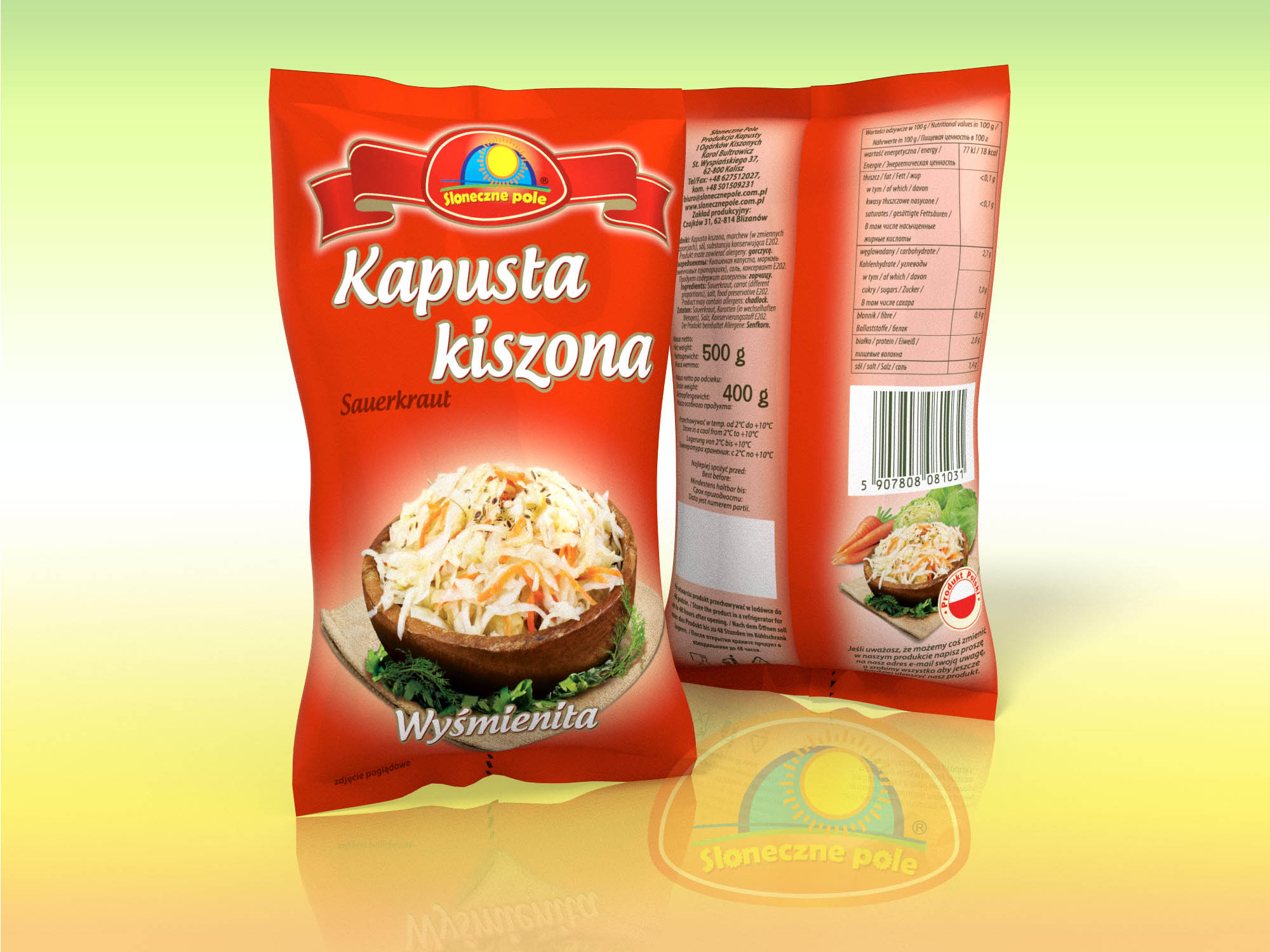 Sloneczne pole Kapusta Kwaschona 500g x 24St. ( Sauerkraut )   FRISCHE Wahre