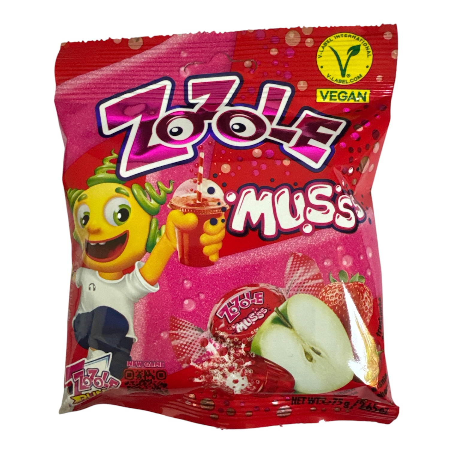 Karamelki Zozole musss Jabko wisnia truskawka 75g x 26st (Bonbons mit Erdbeere Apfel und Kirsche)