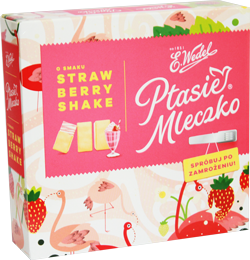 E. Wedel Ptasie Mleczko Strawberryshake truskawkowa 340g x 18St. (Vogelmilch mit Erdbeeren Geschmack