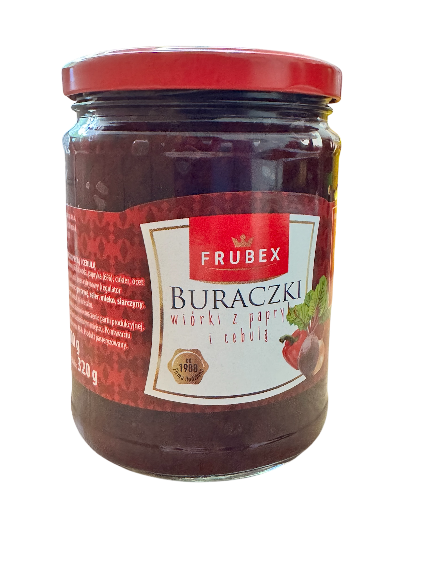 Frubex Buratschki  Wiorki z Paprika i Zebula 320g x 8St ( Geriebene Rote bete mit Paprika und Zwiebe