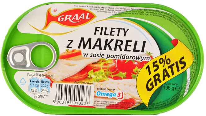 Graal Filet z Makreli w sosie Pomidorowym 170g x 15St.   (  Fischkonserven )
