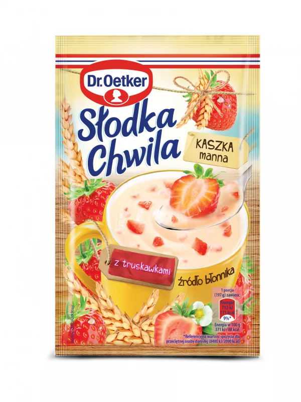 Slodka Chwila  47,5 gr / 25 st  Dr.Oetker Kaszka manna z truskawkami (Grießbrei mit Erdbeergeschmack