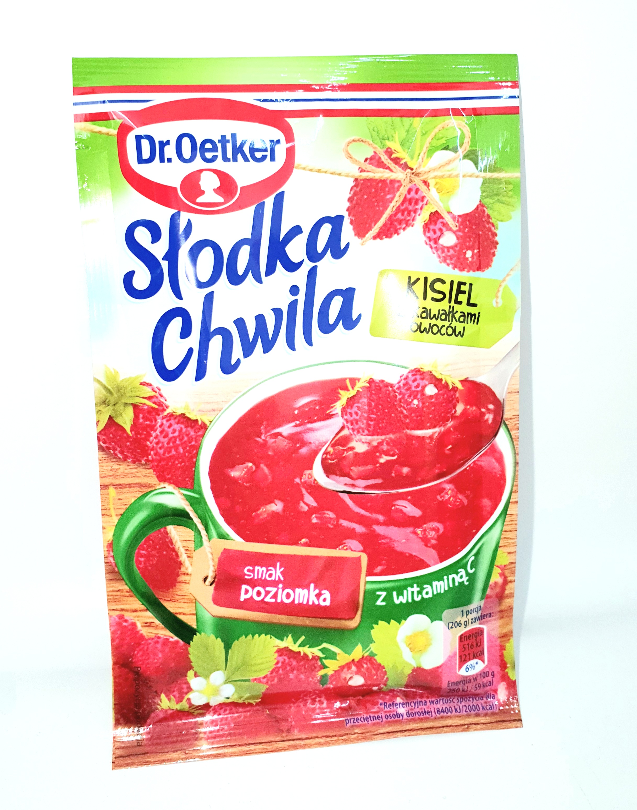 Dr.Oetker Chwila  z kawalkami owocow smak Poziomka Poziomkowa 31,5gr   / 35 st  (Fruchtpudding)