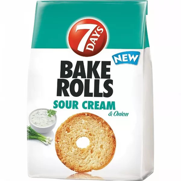 7 Days Bake Rolls Sour Crem & ONION 150g x 12stk / Sane und Zwiebel Geschmack