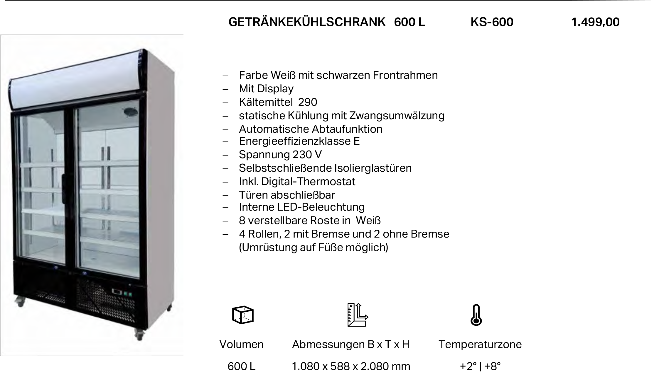 Getränkekühlschrank 600L KS-600