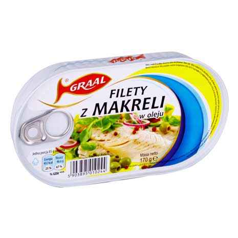 Graal Filet z Makreli w Oleju 170 gr x 15 st     (  Fischkonserven )