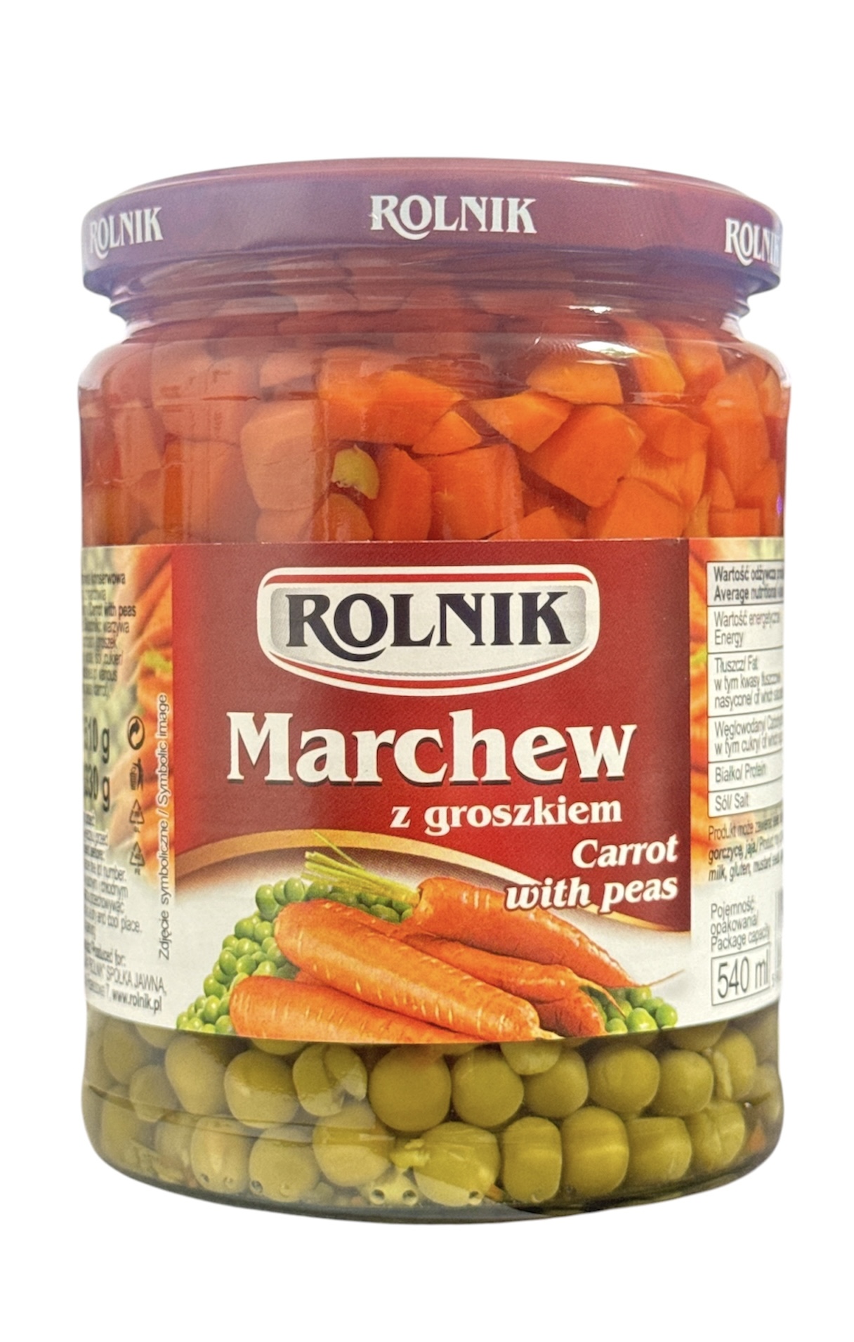 Rolnik Groszek + Marzez  510g x 6 St (eingelegte Karroten und erbsen)