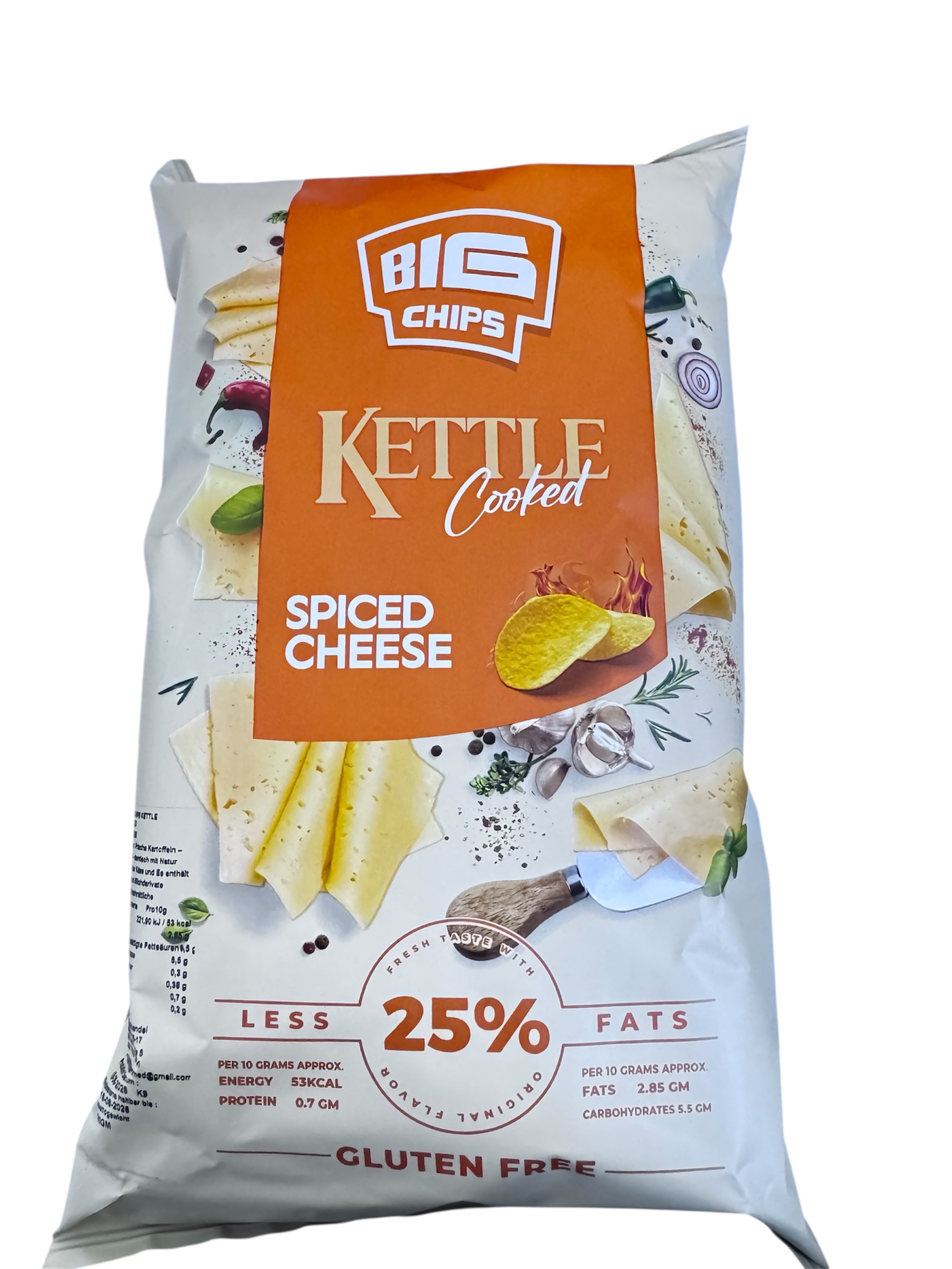 Big Chips Kettle  Spiced Cheese (scharfe käse chips) 90g x 10st