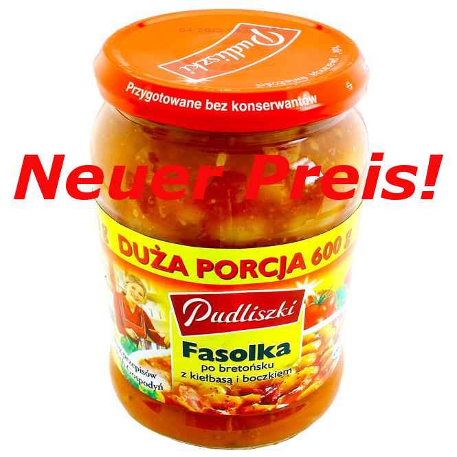 Pudliszki Fasolka po bretonski z kielbasa i boczkiem 600g x 8St.
