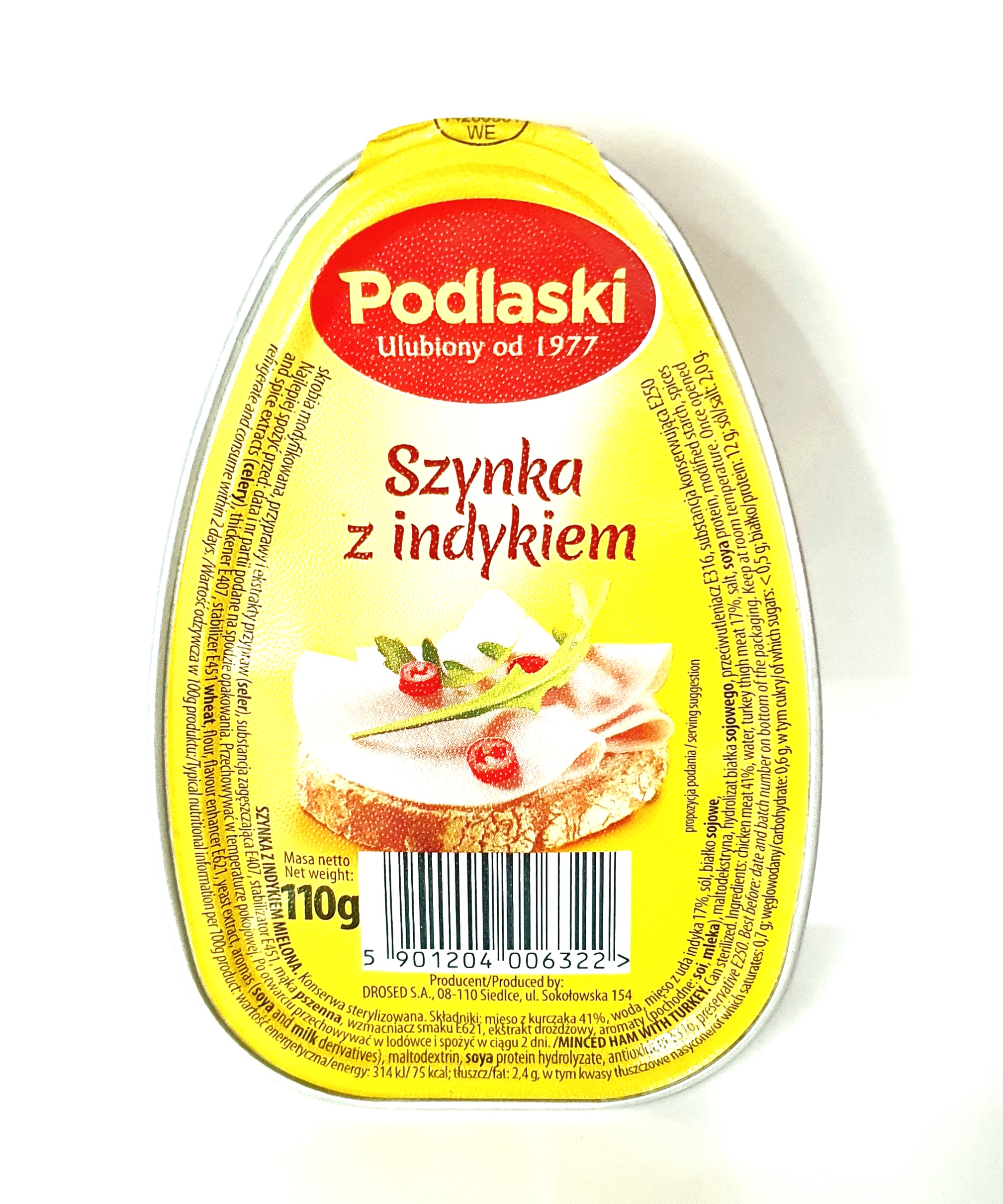 Drosed Podlaski szynka z indyka 110g x 15stk / Frühstücksfleisch