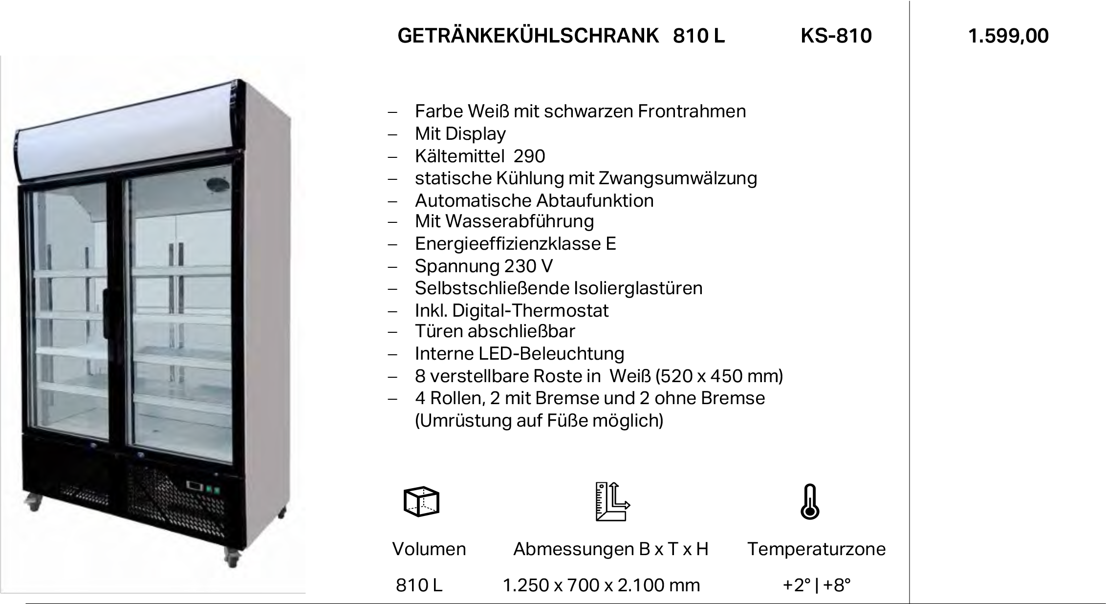 Getränkekühlschrank 810L KS-810