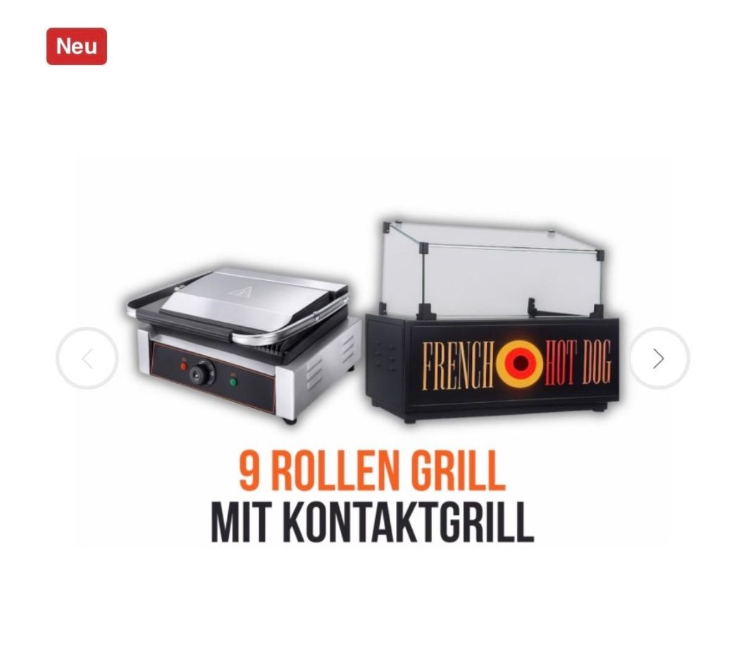 9 Rolls GRILL MIT KONTAKTGRILL FRENCH (18 HOT DOG Würstchen passt )